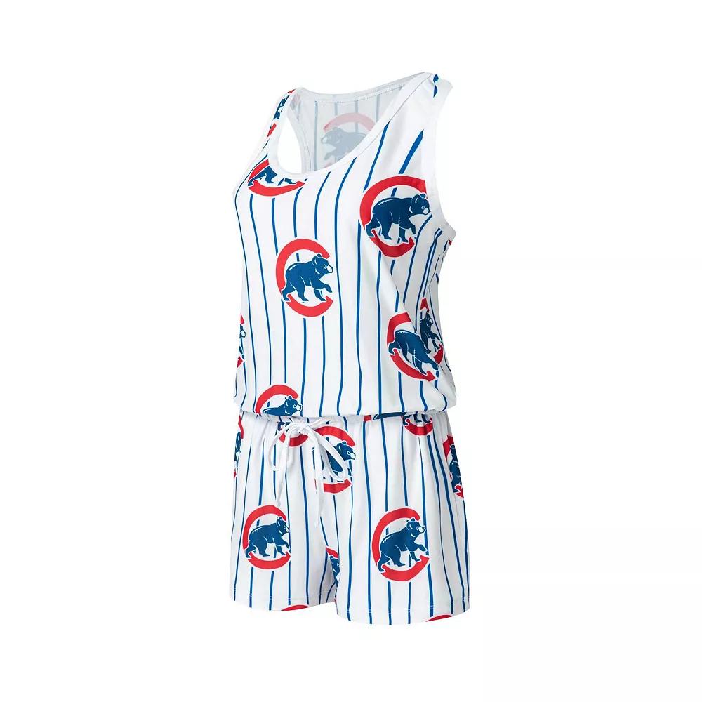 Women's Concepts Sport White Chicago Cubs Reel Pinstripe Knit Romper,  Product Image