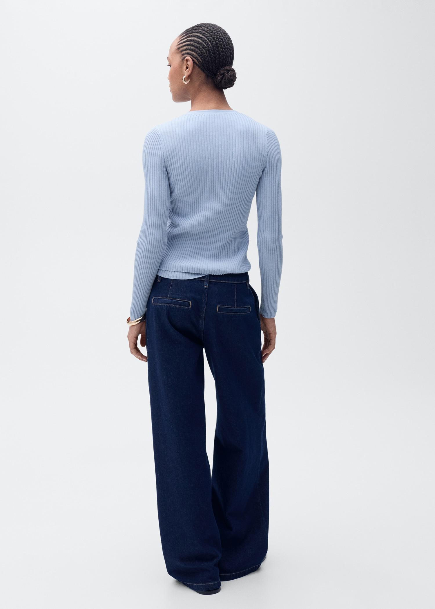 V-neck rib-knit cardigan - Women | MANGO USA Product Image