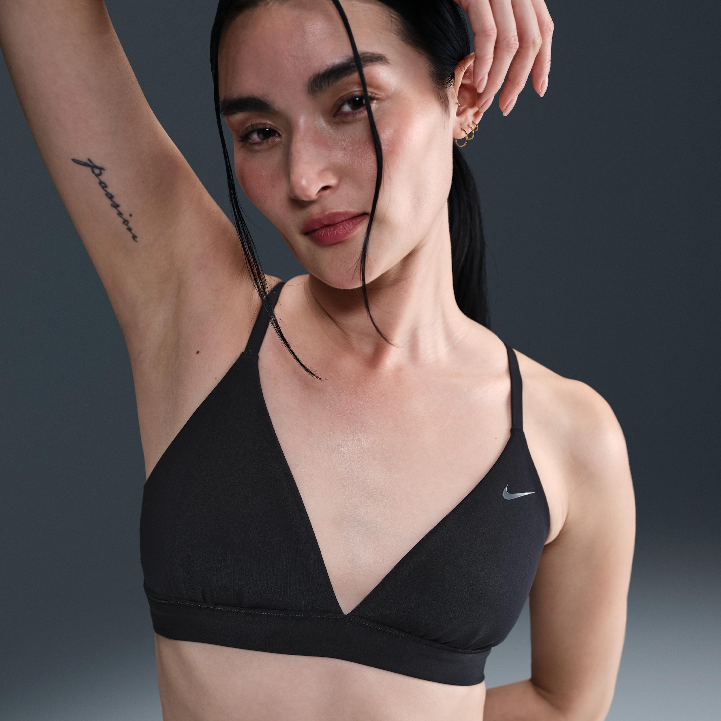 Nike Womens Form Light-Support Non-Padded Triangle Sports Bra | HQ7003-011 Product Image