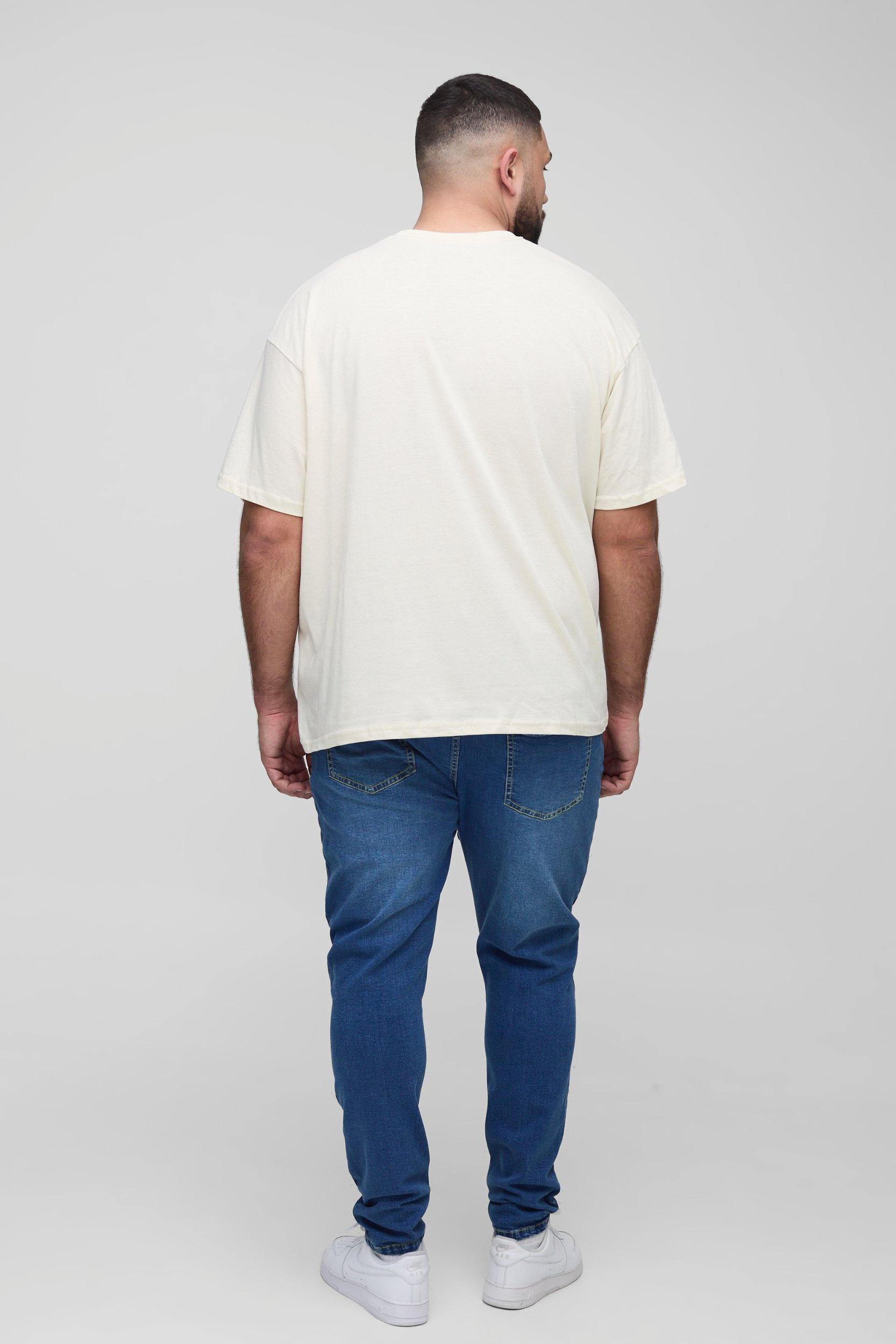 Plus Stretch Skinny Contrast Stitch Jeans | boohooMAN USA Product Image