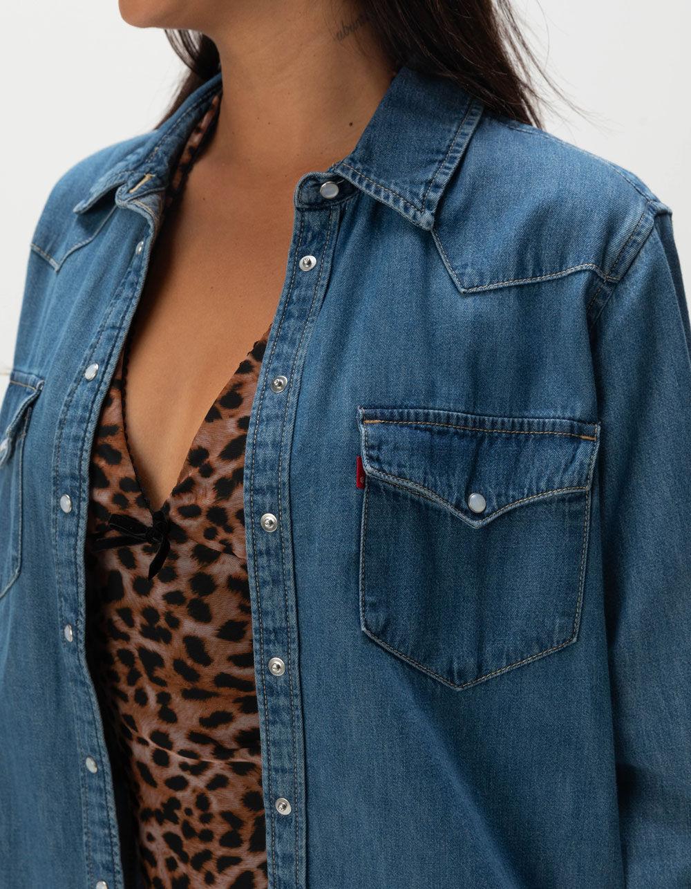 LEVI'S Ultimate Western Womens Long Sleeve Snap Shirt - Dark Wash Product Image