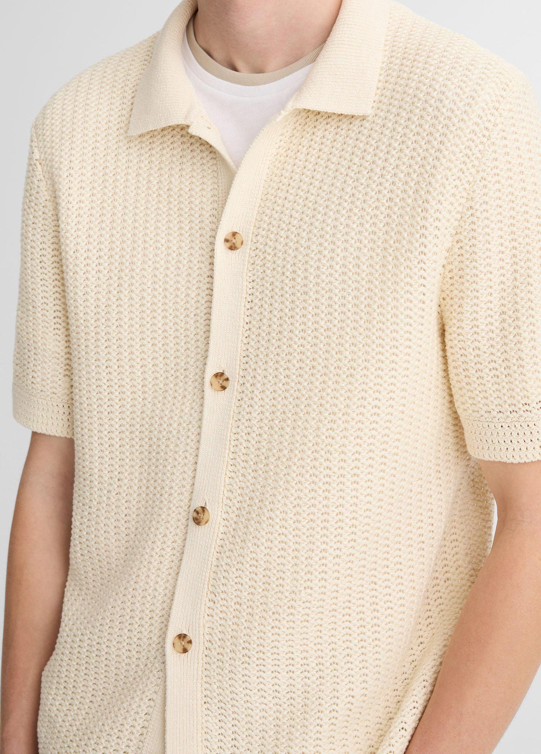 Cotton Crochet Button-Front Shirt Product Image