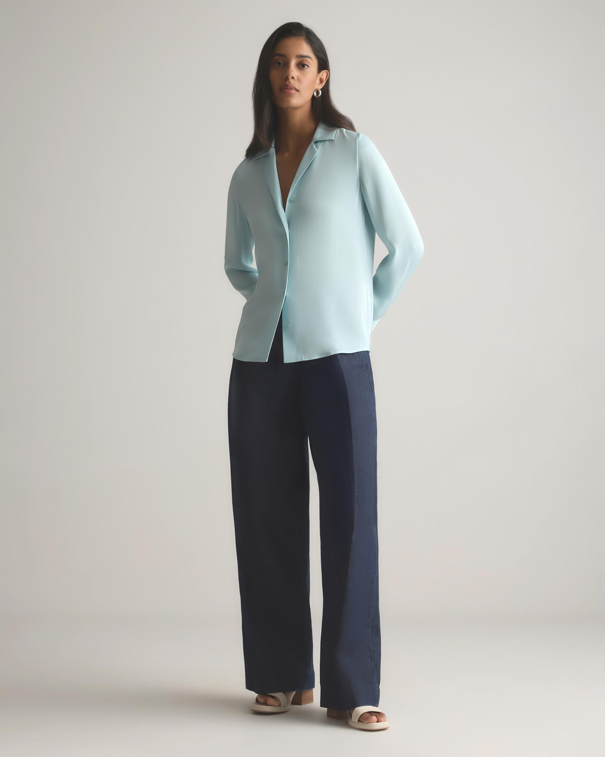 Quince | Women's Washable Stretch Silk Notch Collar Blouse Product Image