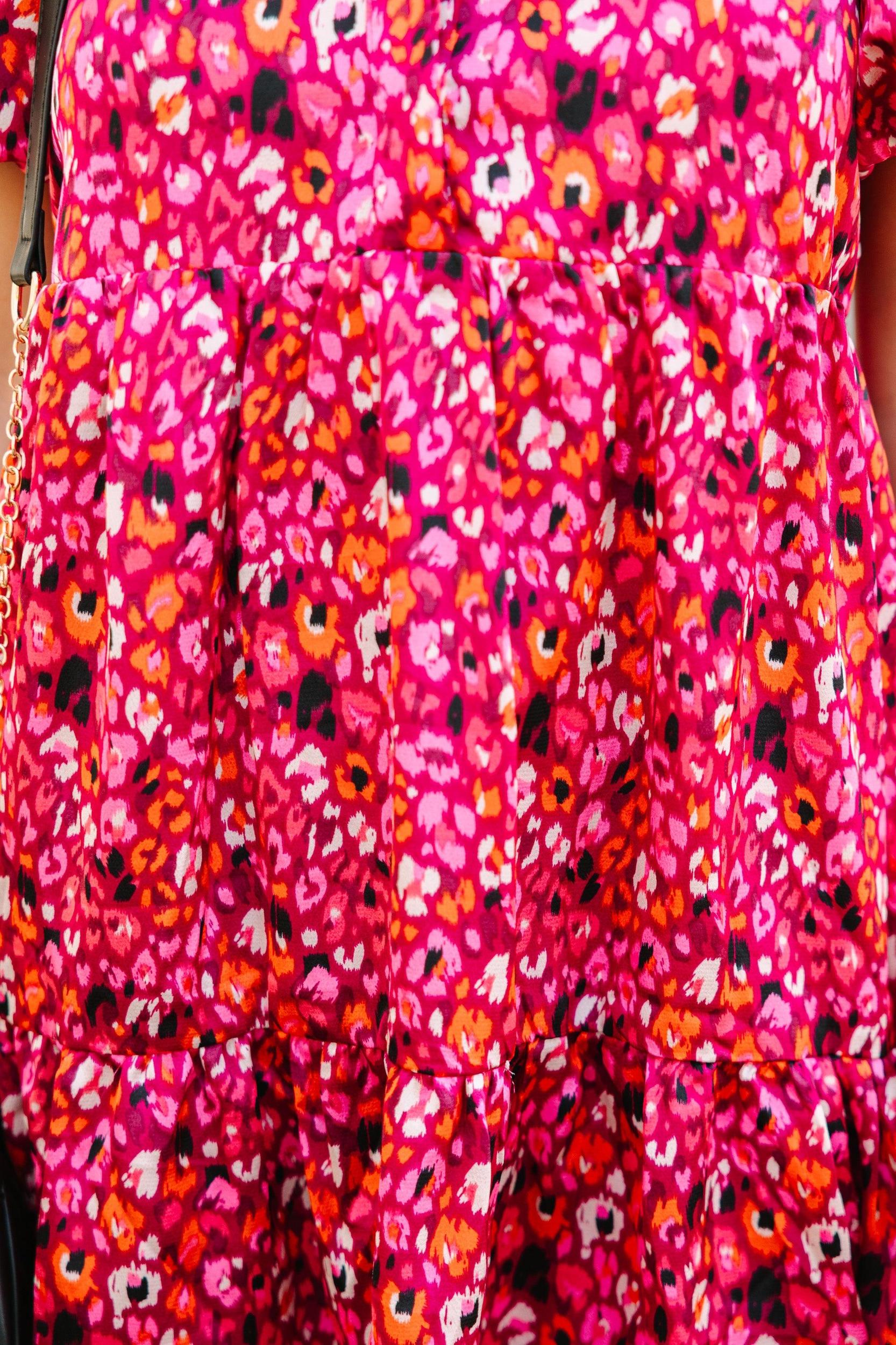 Know It All Magenta Purple Abstract Babydoll Dress Female Product Image