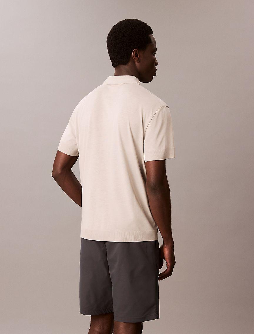 Fine Knit Lyocell Blend Polo Shirt Product Image