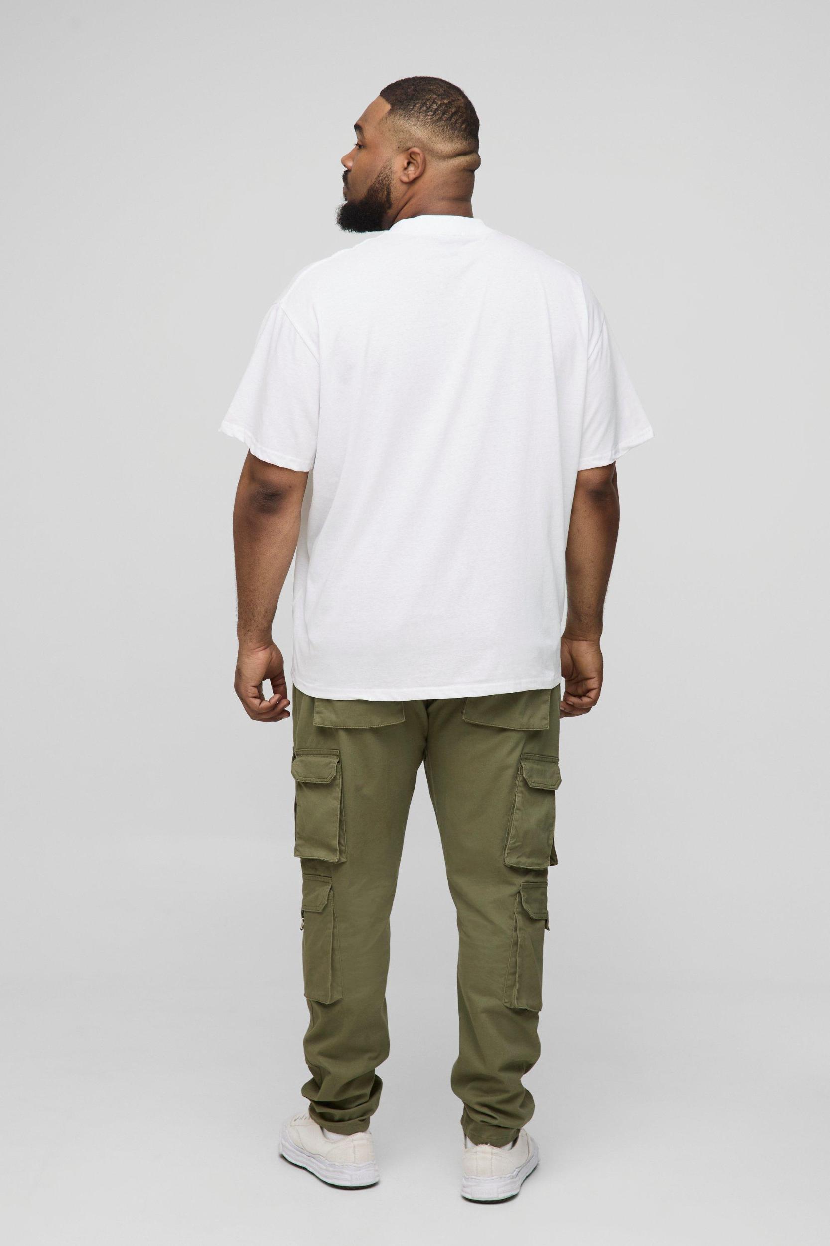 Plus Fixed Waist Multi Cargo Stacked Skinny Cargo Pants | boohooMAN USA Product Image