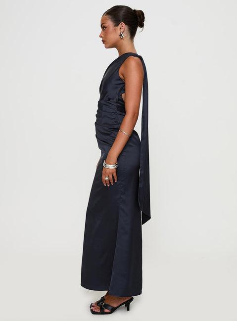 Dulcia One Shoulder Maxi Dress Blue Product Image