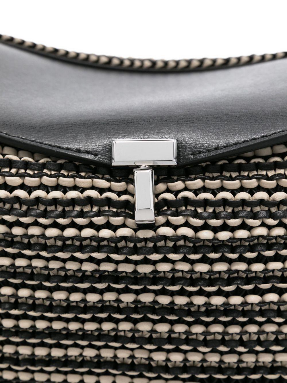 woven leather top handle bag Product Image