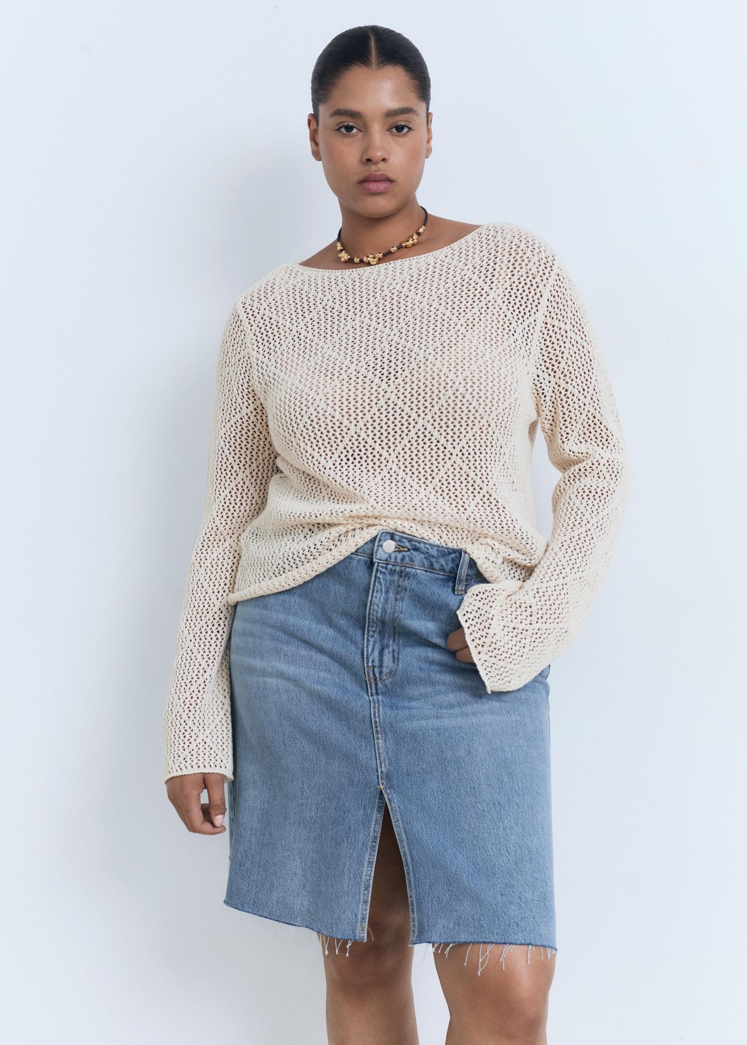 Denim midi-skirt - Women | MANGO USA Product Image