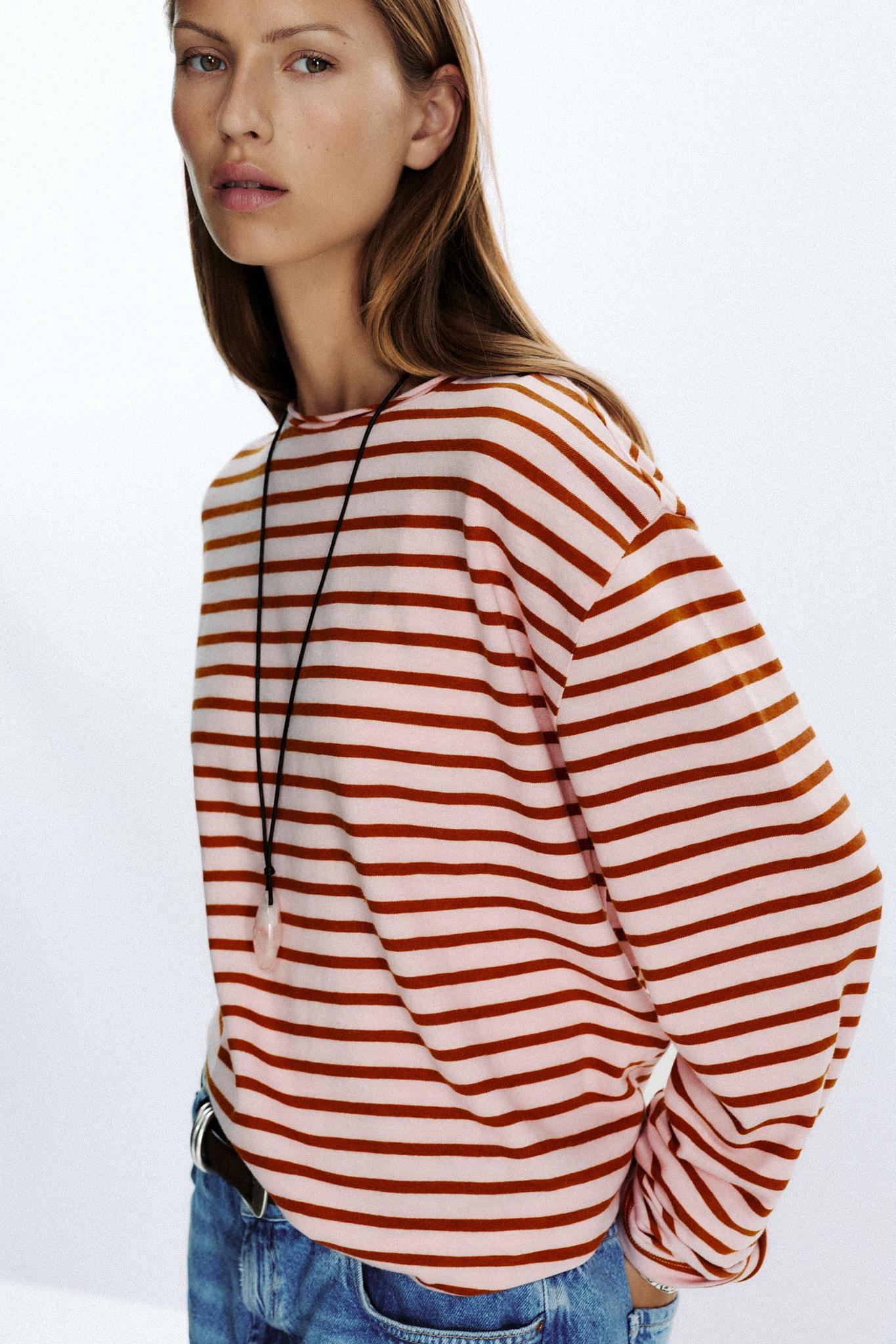 SLUB STRIPED COTTON T-SHIRT Product Image