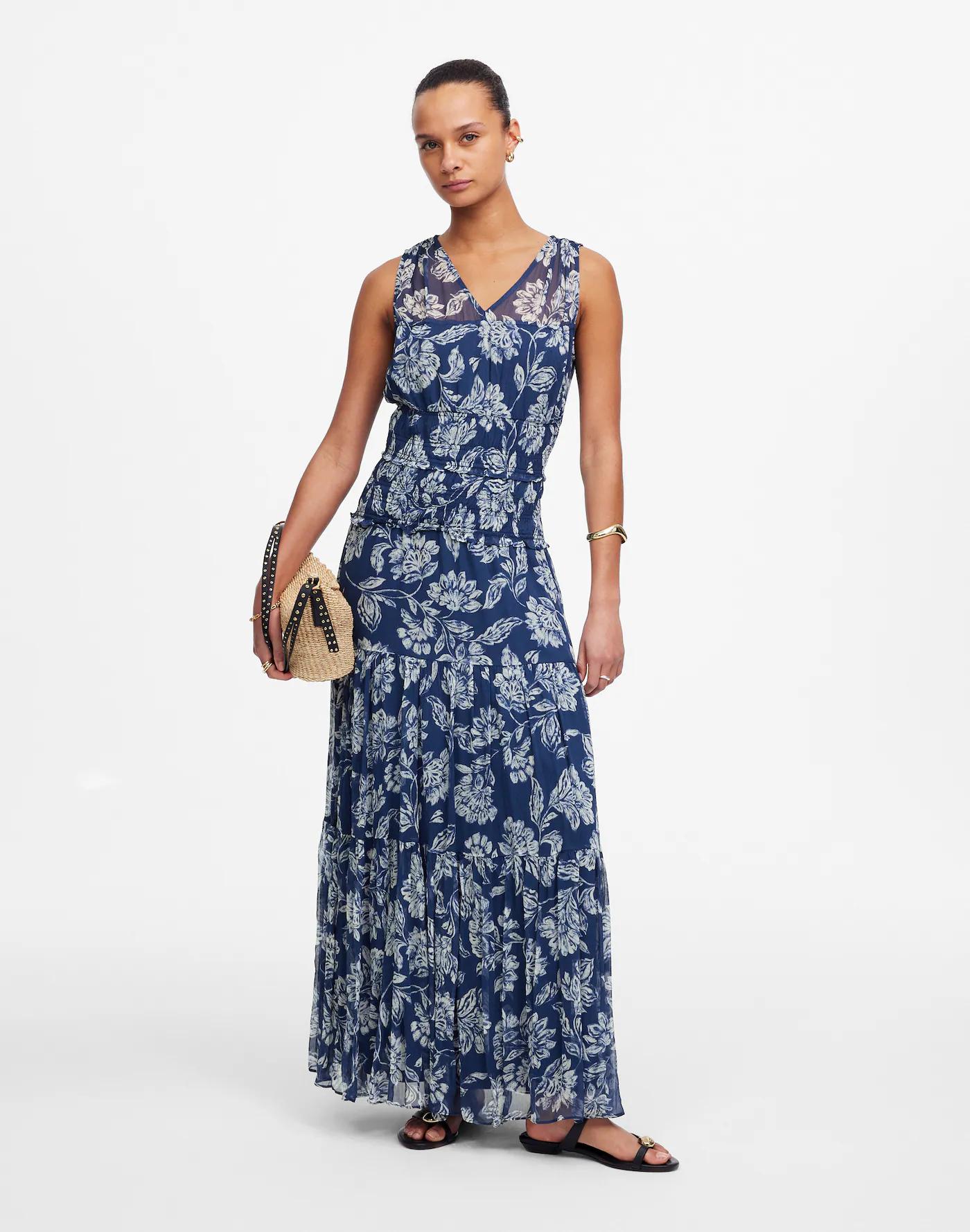 Sheer V-Neck Maxi Dress in Floral Product Image