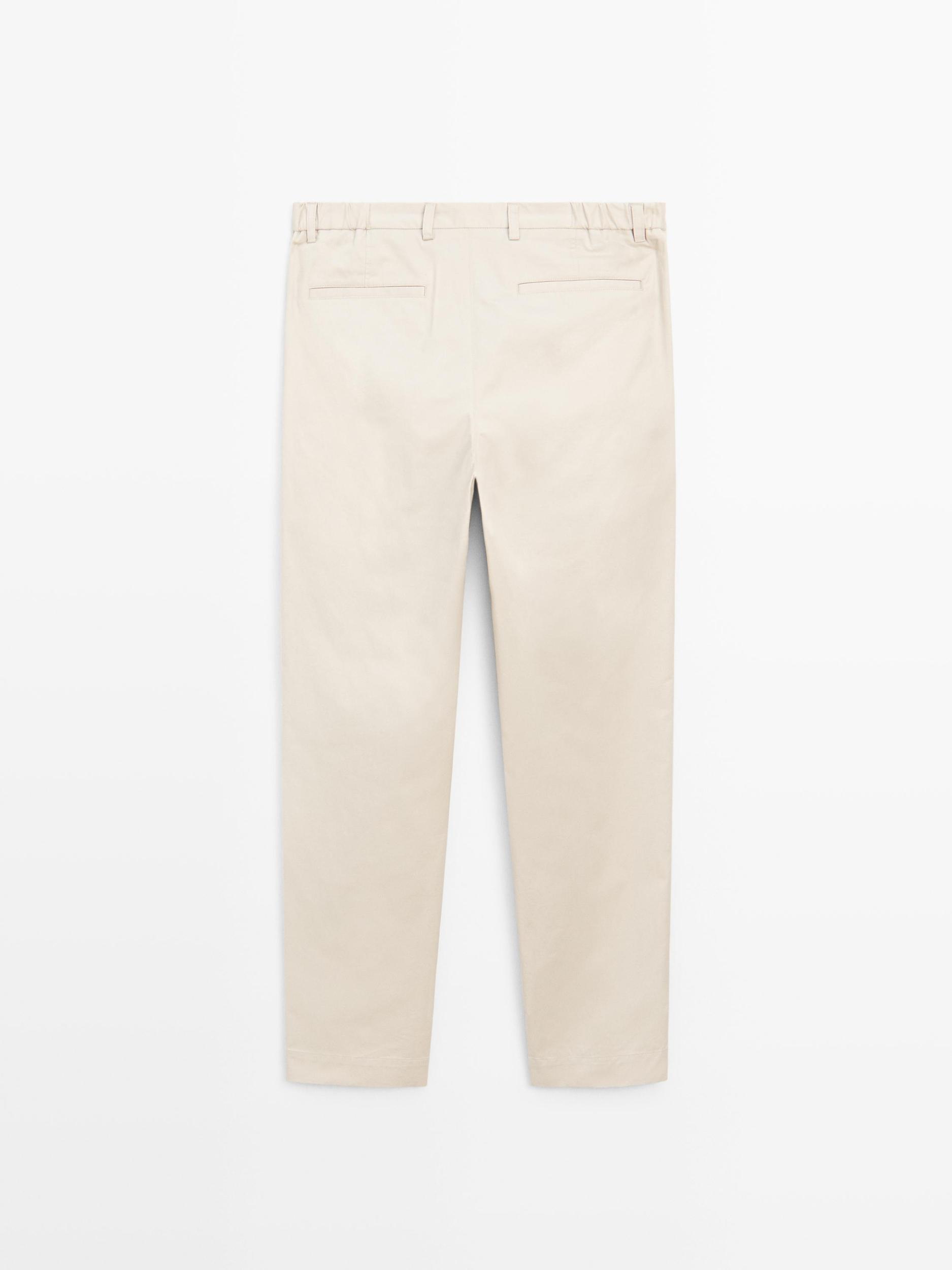 Cotton blend slim fit trousers Product Image