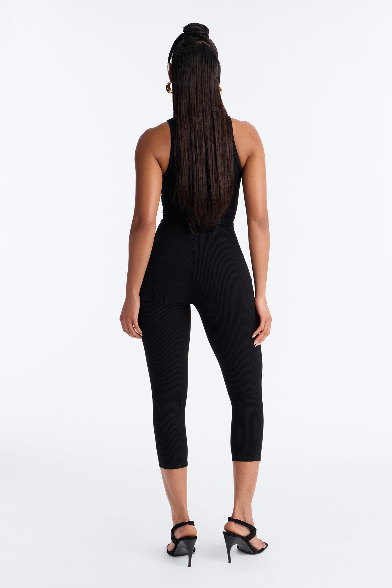 Maribel Sleeveless Snatched Capri Jumpsuit - Black Female Product Image
