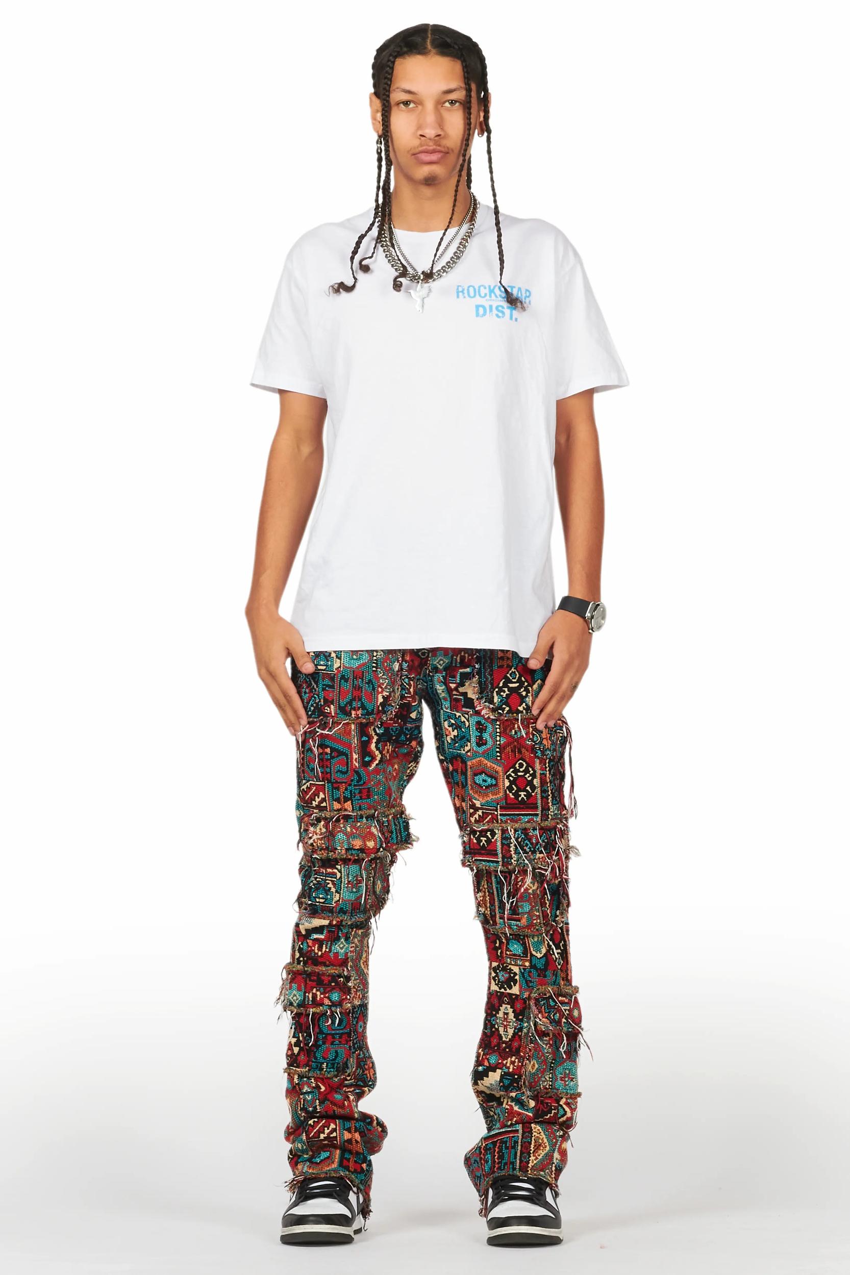 Tayami Tapestry Aqua Cargo Stacked Flare Jean Male Product Image