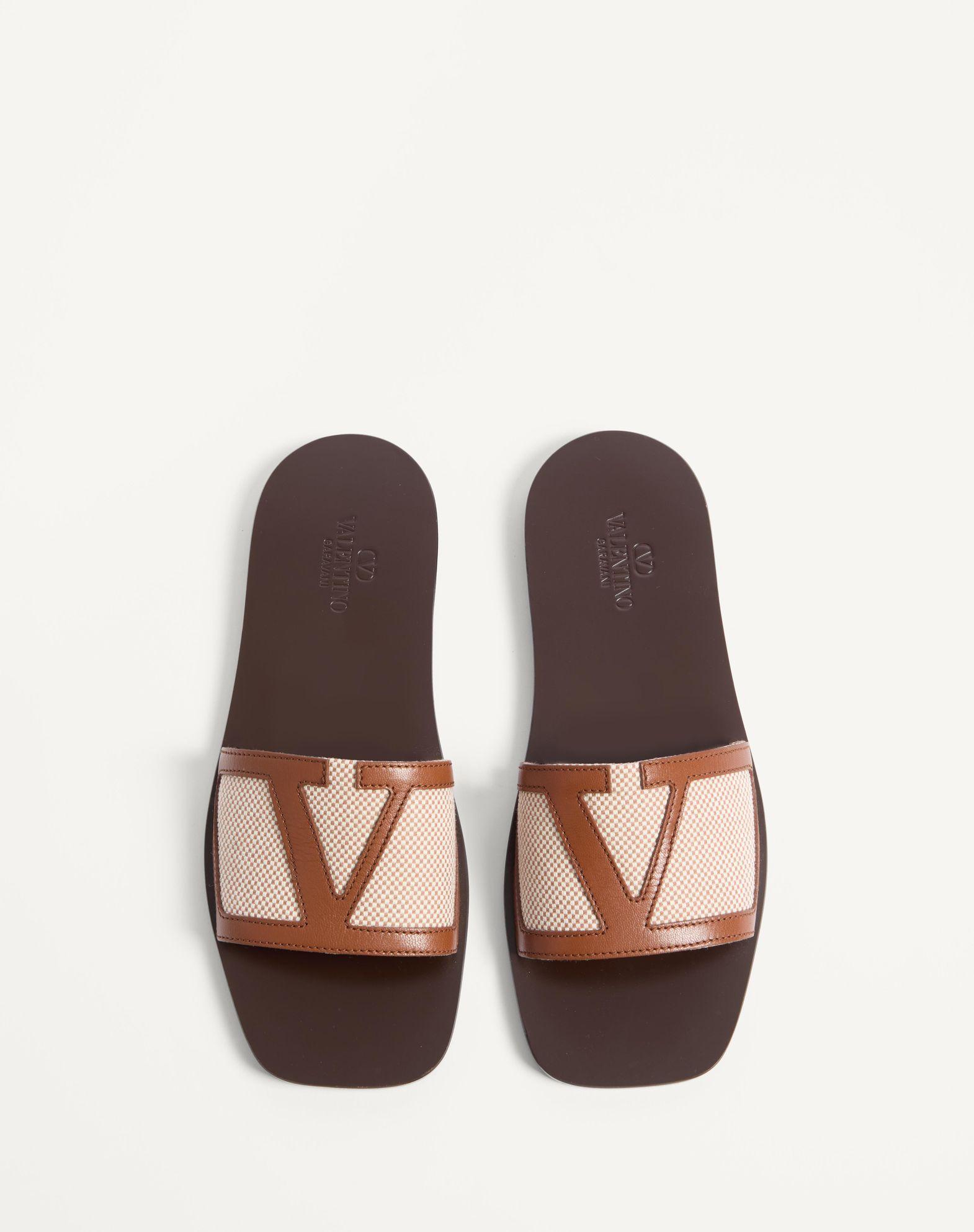 Viva Superstar Slide Sandal In Canvas Fabric And Nappa Leather Product Image