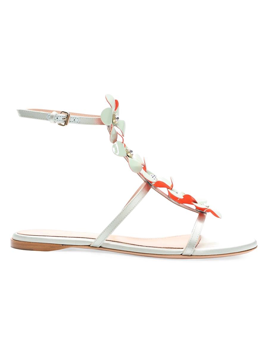 Womens Bouquet Embellished Silk T-Strap Sandals Product Image