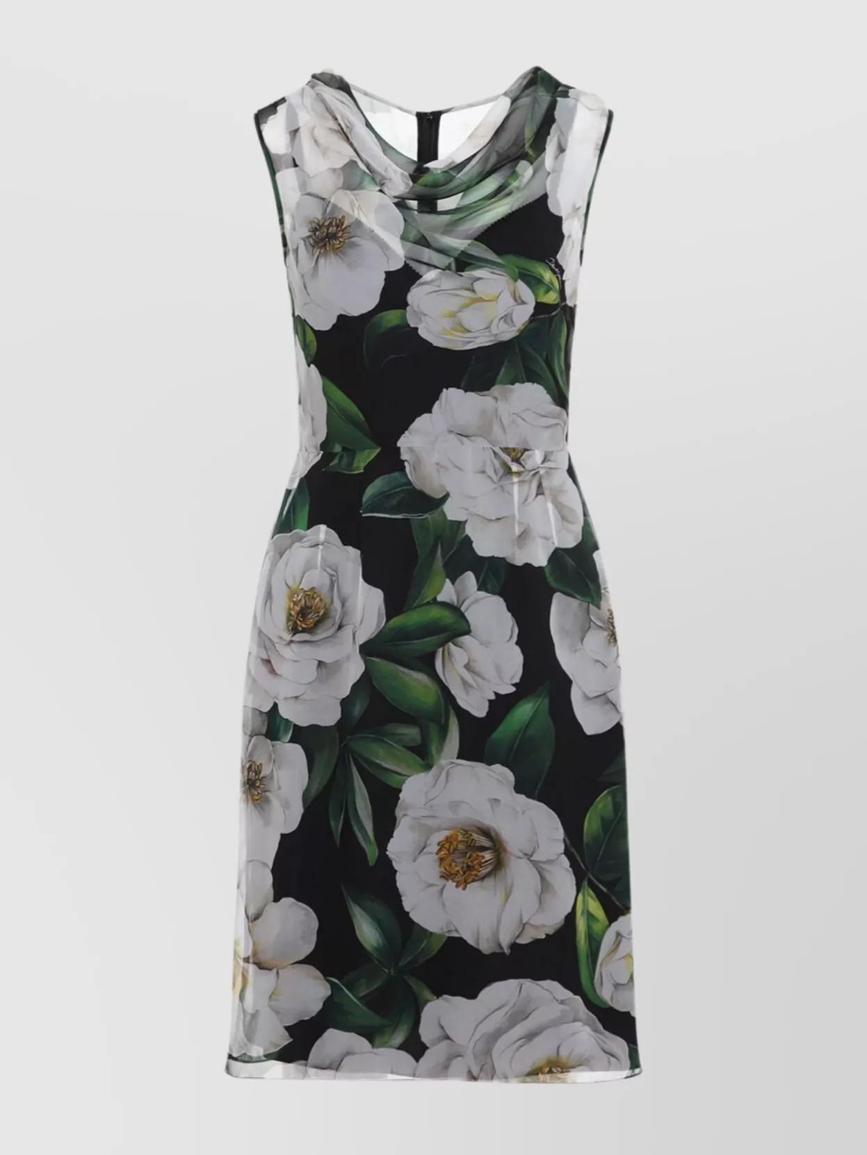 DOLCE & GABBANA Silk Dress With Floral Print Dresses Multicolor In Gardeniafnero Product Image