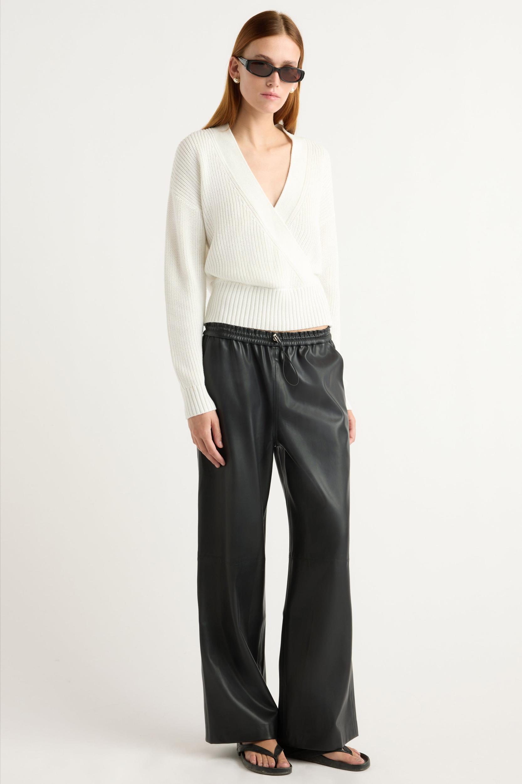 Lianne Drawstring Vegan Leather Pant Product Image