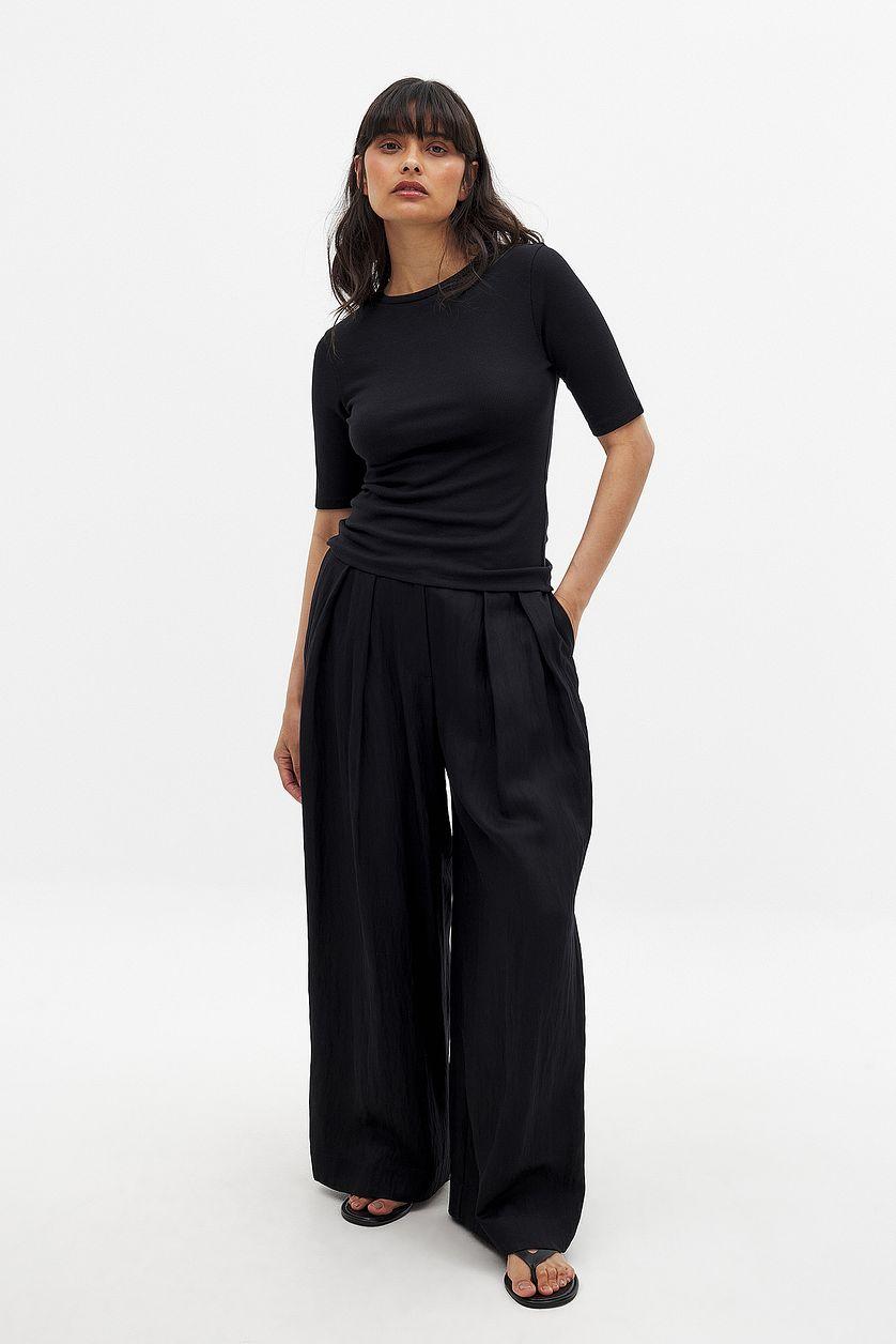 Round Neck Ribbed Top Product Image