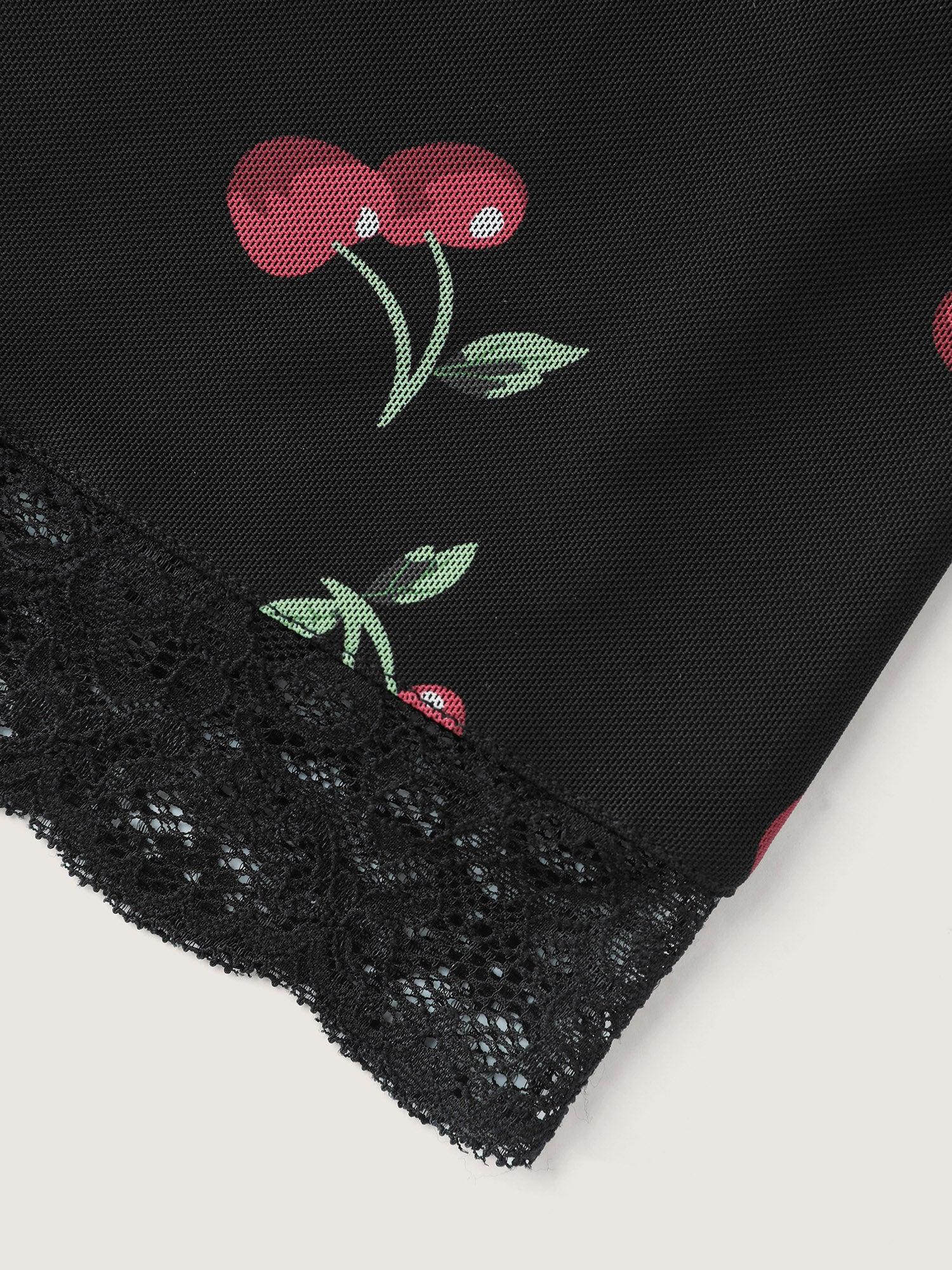 Cherry Romance Lace Sleeve Lounge Romper Female Product Image