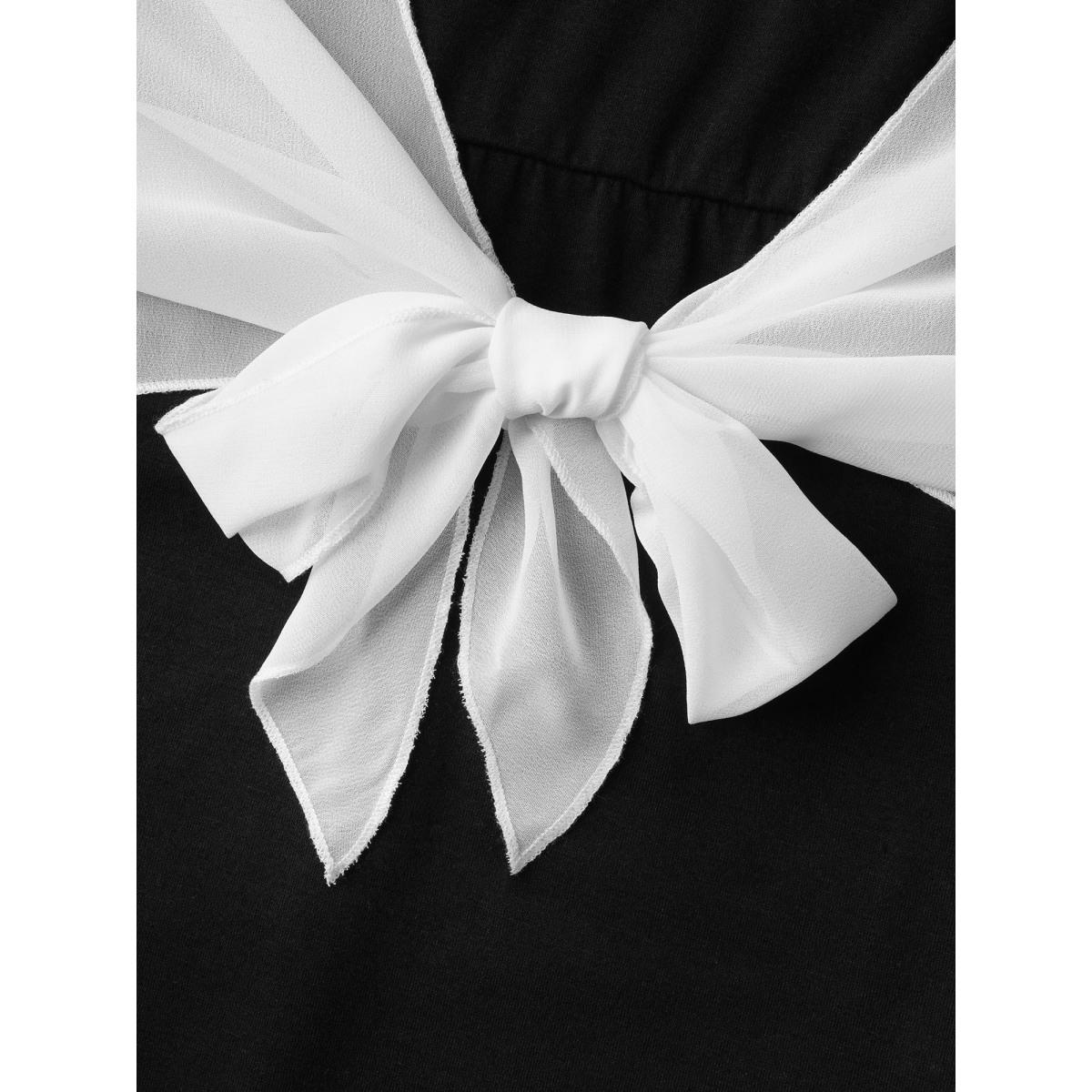 Plus Size Two-Piece Knotted Pockets Midi Dress Black Women Square Neck Short sleeve Curvy BloomChic 18-20/2X Product Image