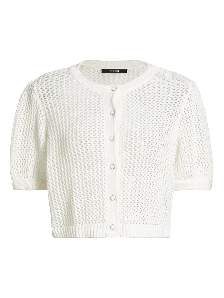 Womens Samantha Crocheted Cotton Cardigan Product Image