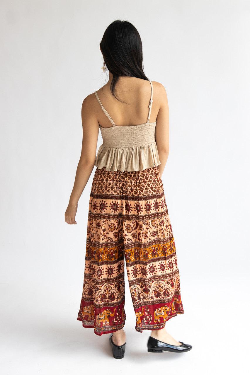 Border Print Wide Leg Pants Product Image