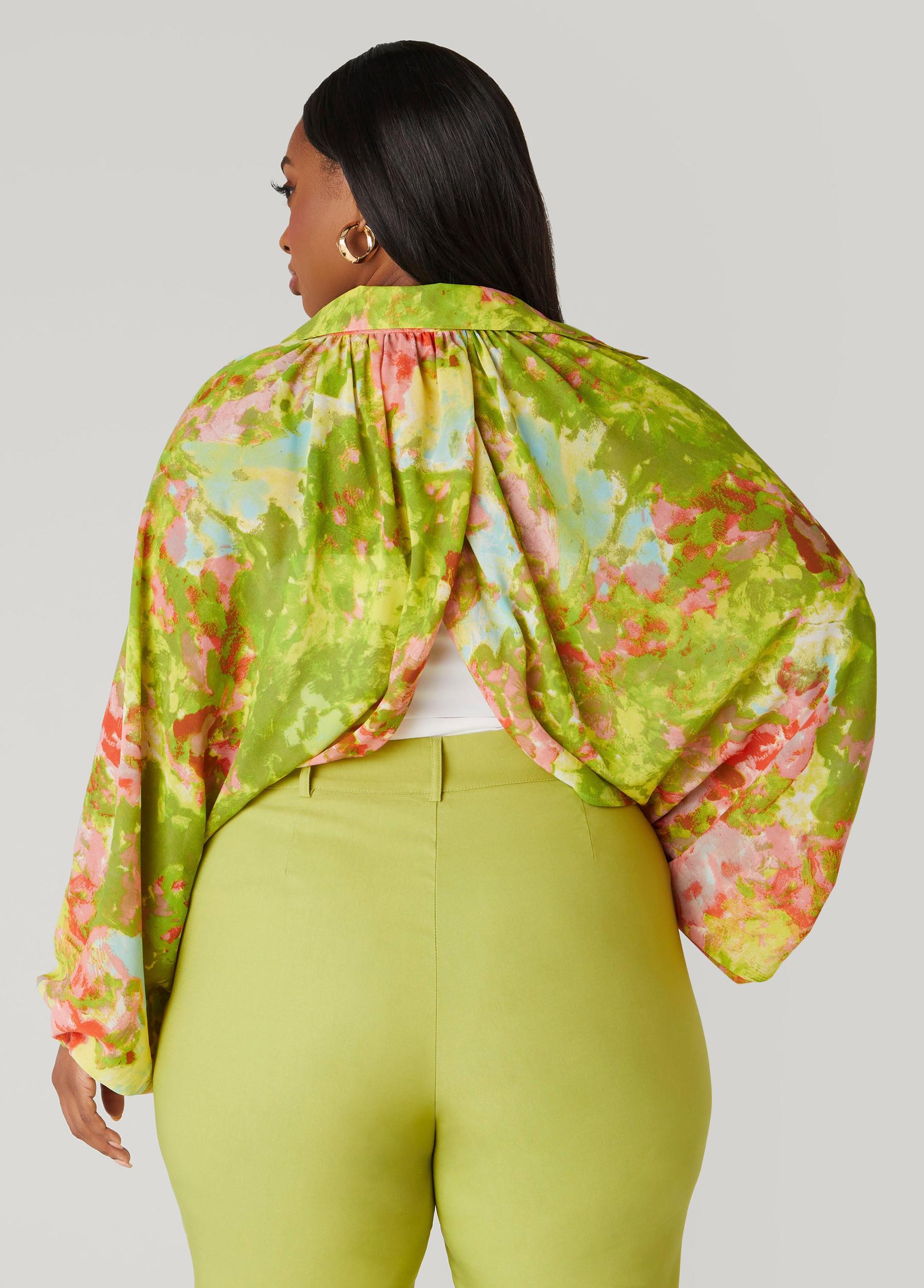 Plus Size Watercolor Print Shrug Ashley Stewart Product Image