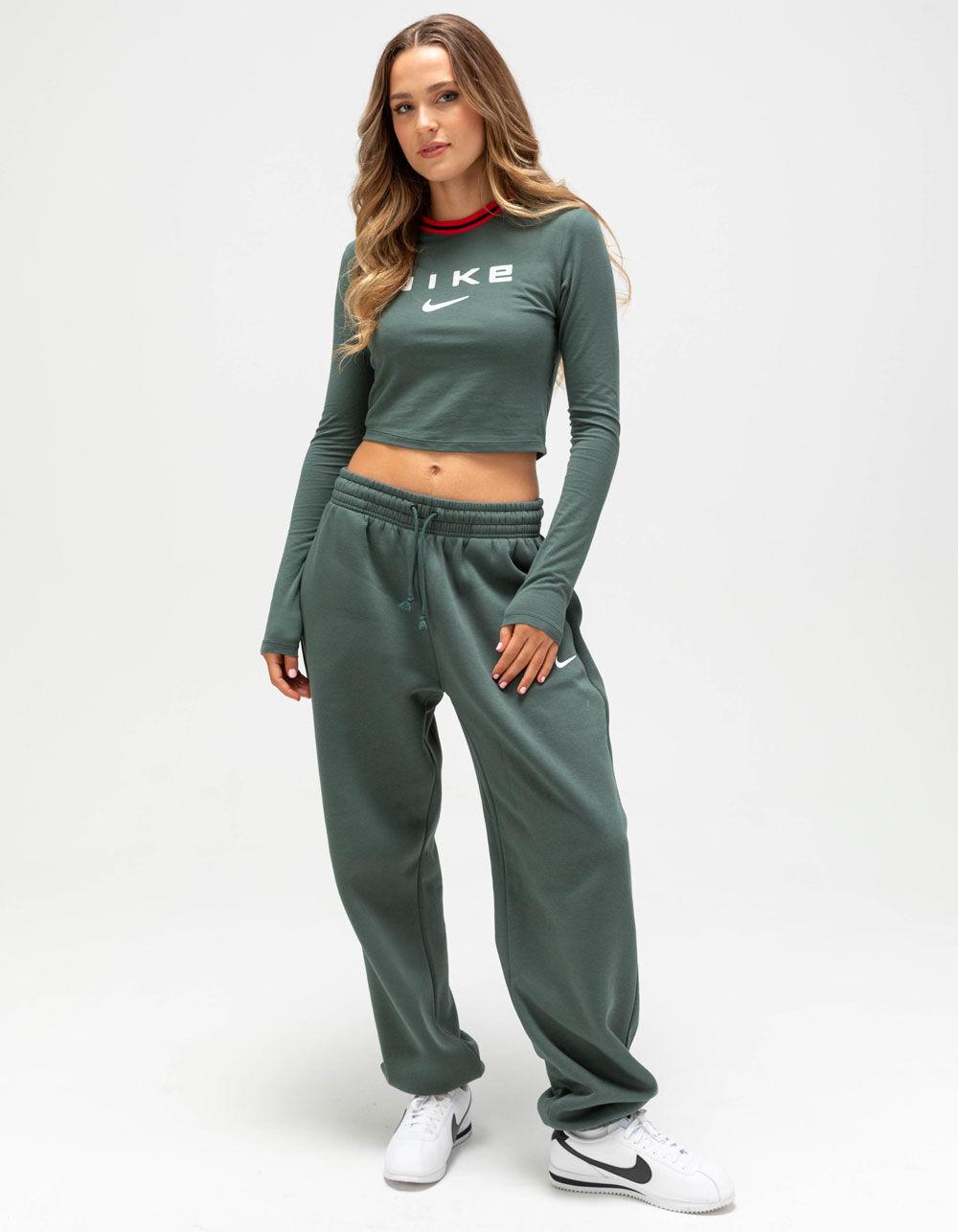 NIKE Sportswear Chill Knit Womens Slim Long Sleeve Cropped Tee - CYPRESS Product Image