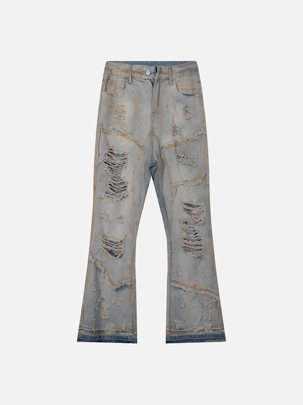 Aelfric Eden Mud Dyeing Distressed Bootcut Jeans Product Image