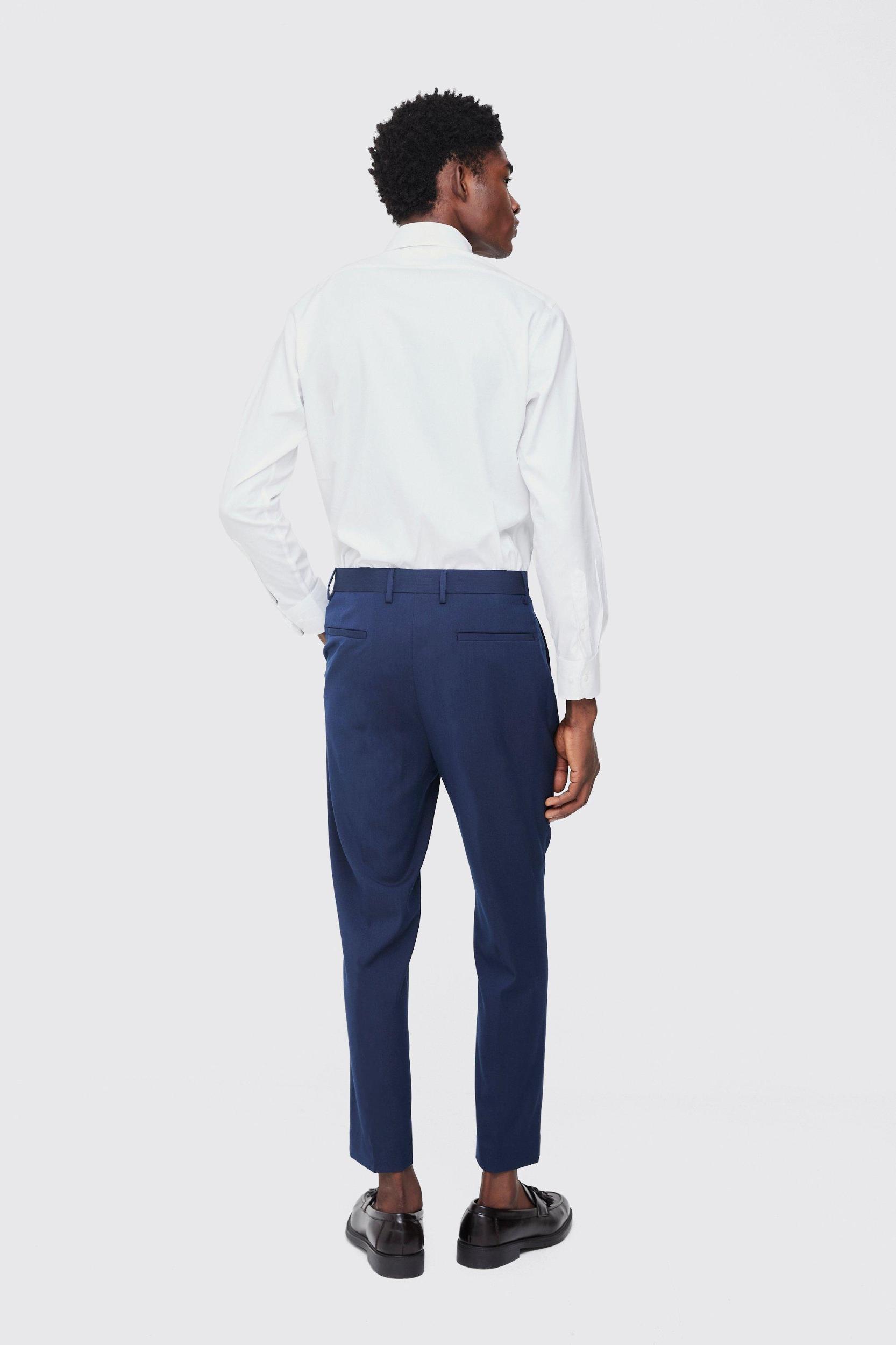 Fixed Waist High Rise Tapered Crop Tailored Pants | boohooMAN USA Product Image