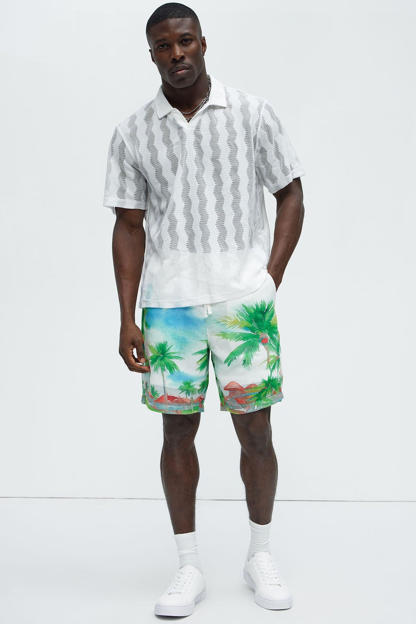 Watercolor Tropics Resort Shorts - White/combo Product Image