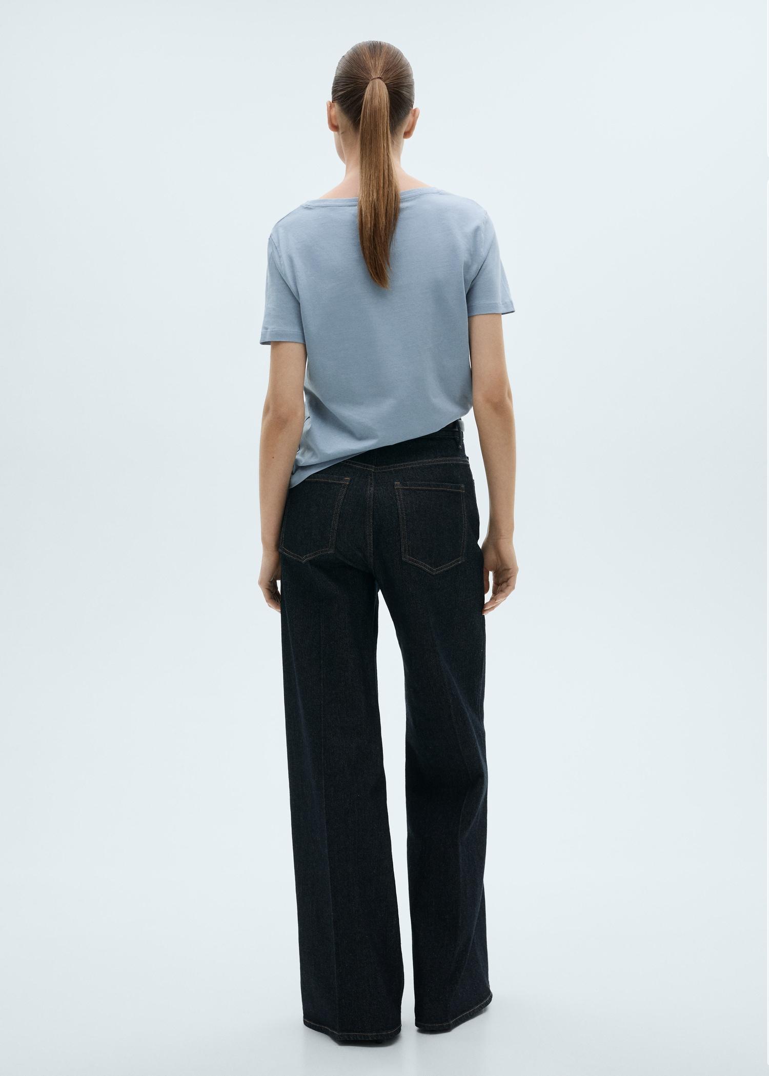 V-neck cotton T-shirt - Women | MANGO USA Product Image