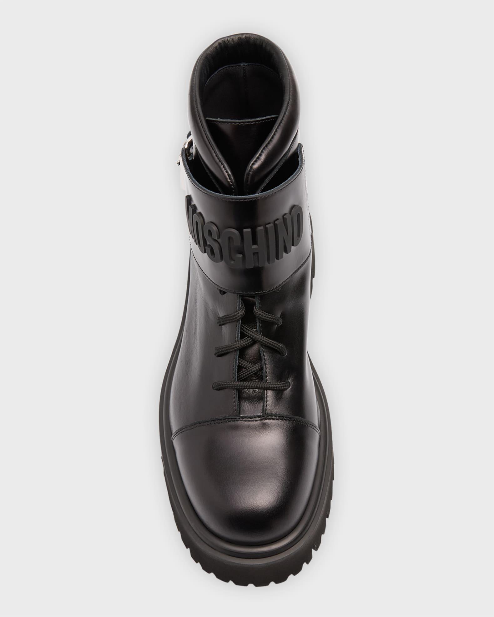 Men's Leather Logo Combat Boots Product Image