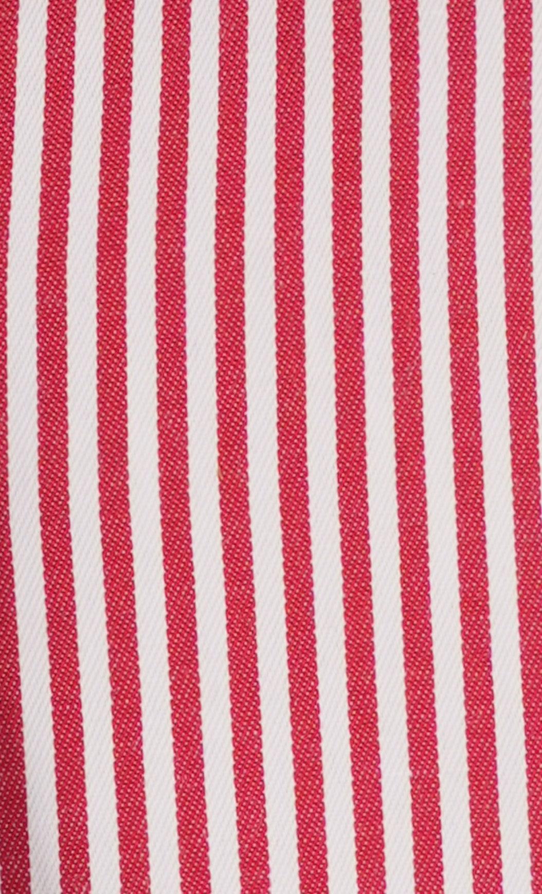 Red White Bold Stripe French Cuff Dress Shirt with Tie, Cuff Links and Pocket Square Product Image