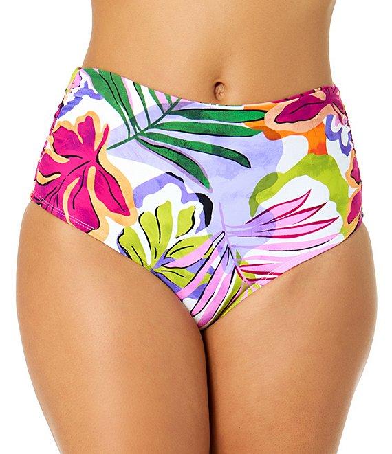 Anne Cole Mod Tropical Convertible Shirred High Waist Swim Bottom Product Image