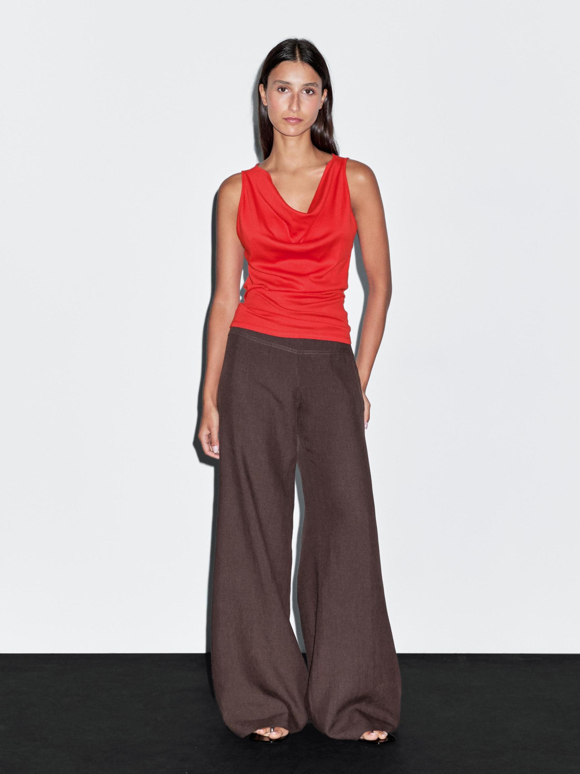 100% cotton top with draped neckline Product Image