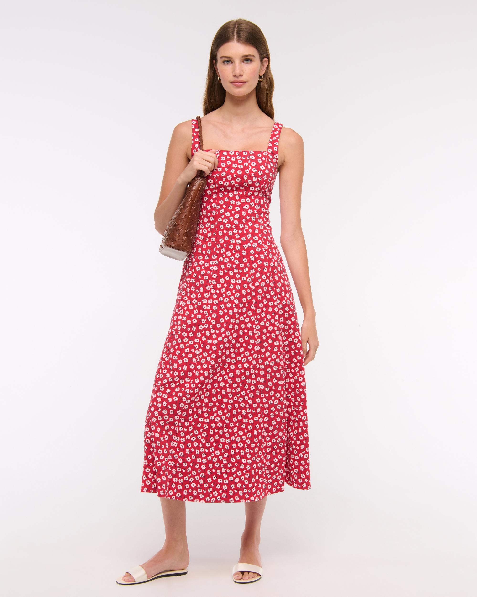 The A&F Mila Stretch Midi Dress Product Image