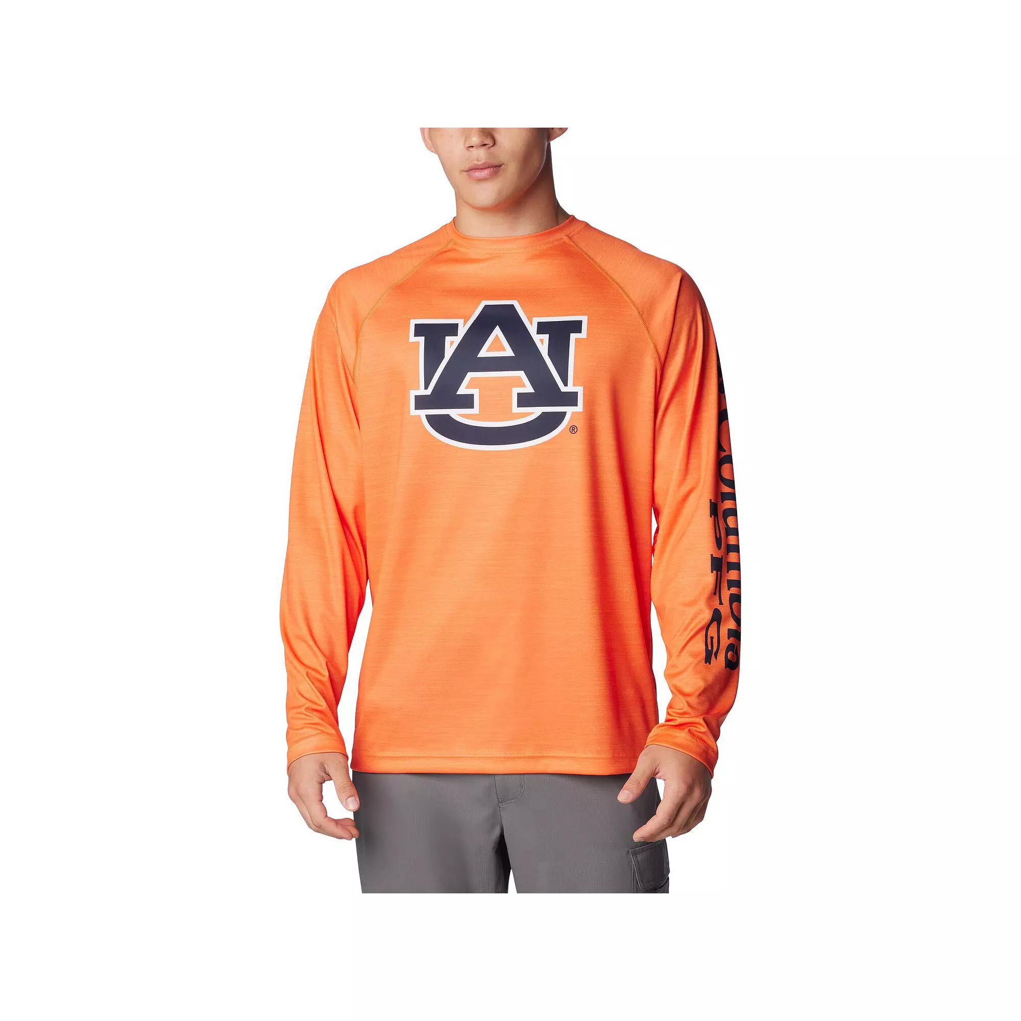 Men's Columbia Orange Auburn Tigers PFG Terminal Tackle Omni-Shade Raglan Long Sleeve T-Shirt,  Product Image