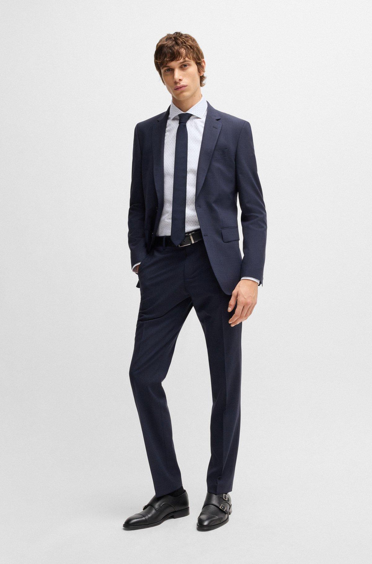 Slim-fit shirt in structured cotton Product Image