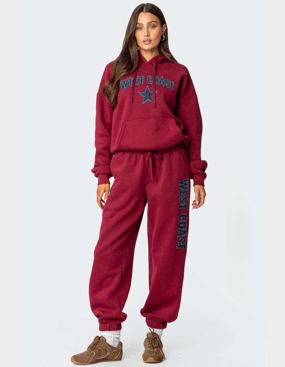 EDIKTED West Coast Hoodie - DK RED Product Image