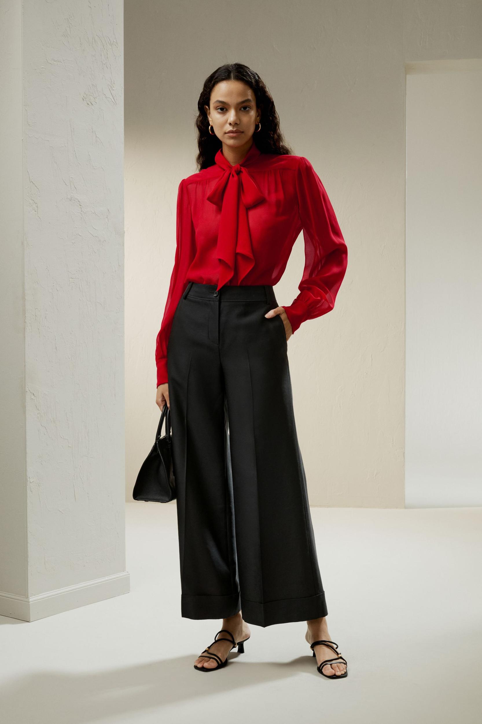 Bow Tie Silk Jasmine Blouse Product Image