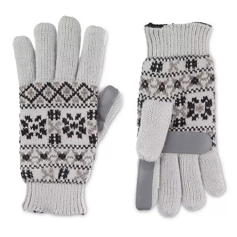 Women's isotoner Lined Water Repellant Fairisle Gloves, Light Gray Product Image