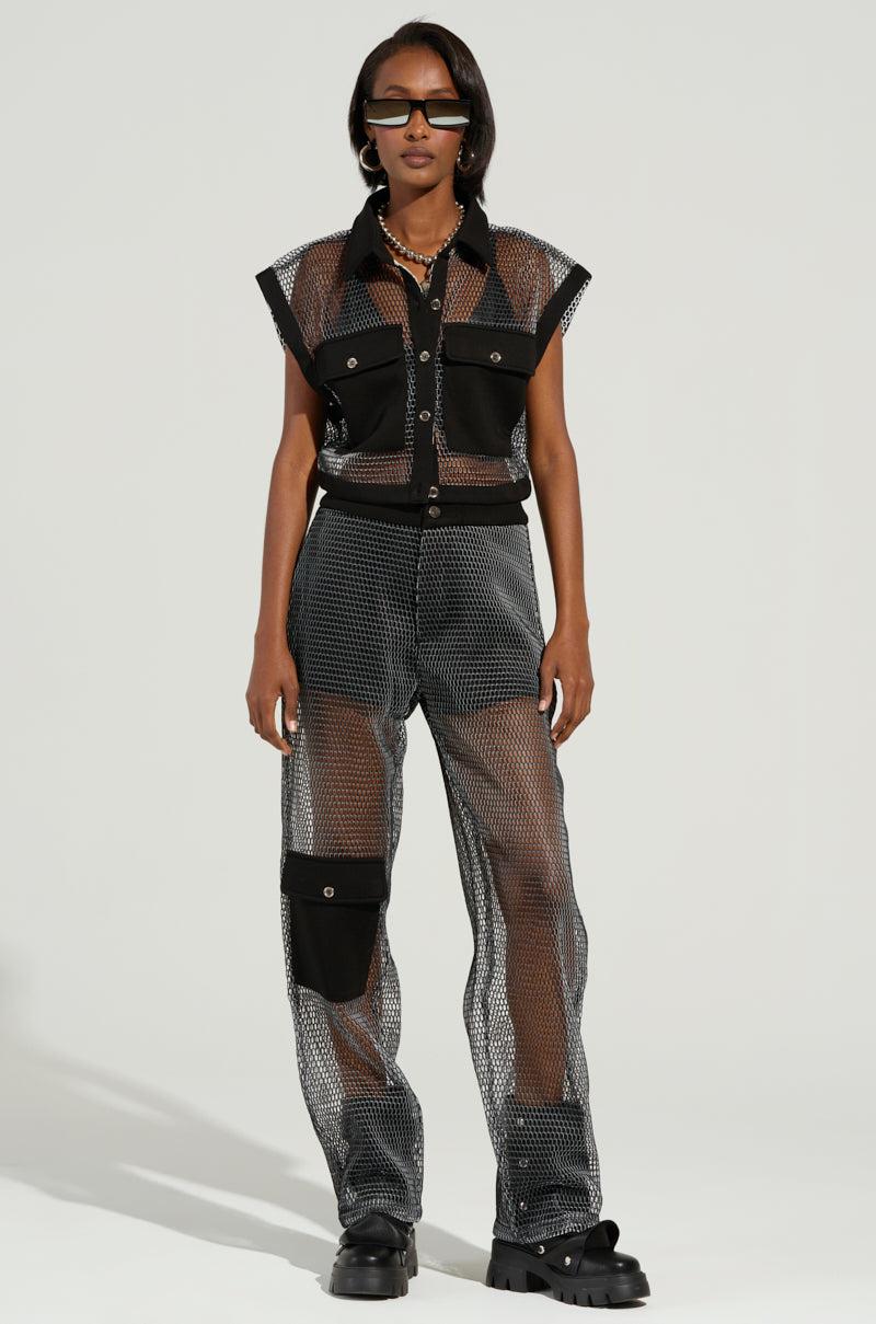 STEPHANIA TRANSPARENT TROUSER IN BLACK Product Image