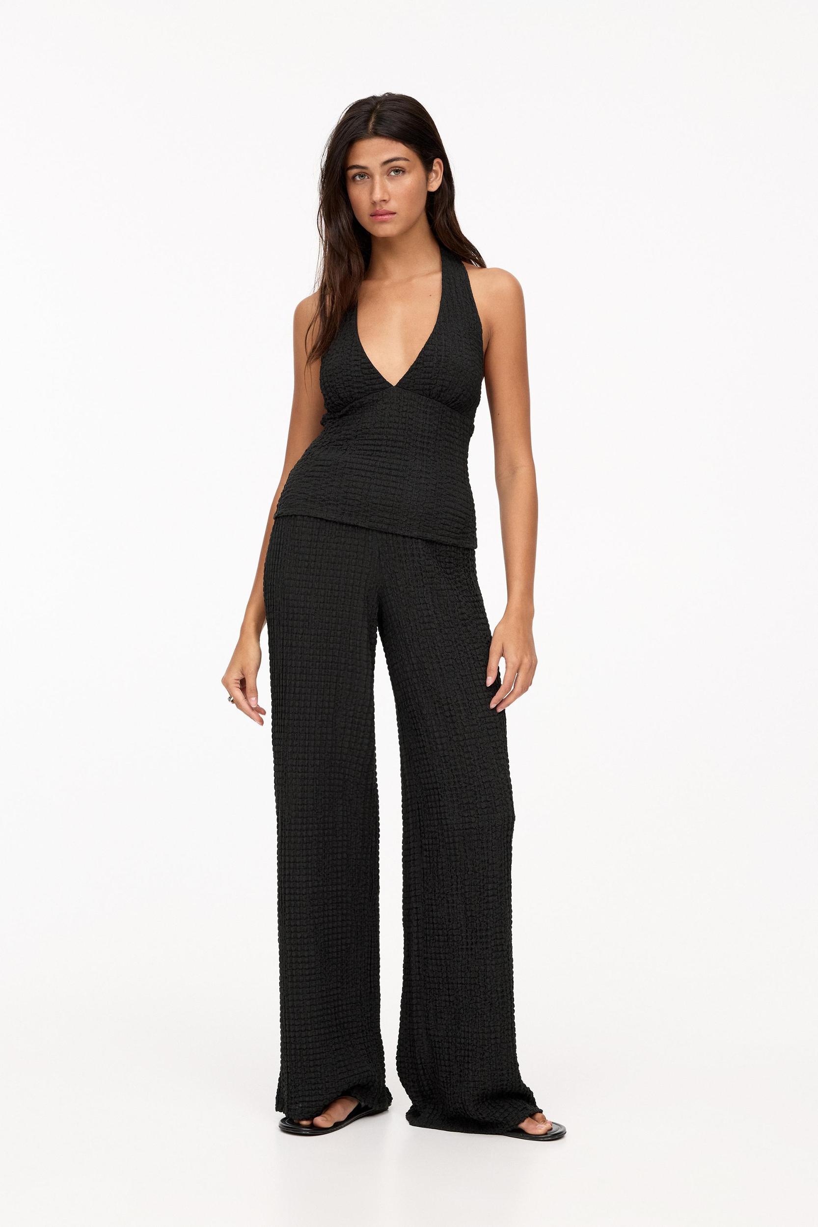 Creased-effect halter top Product Image