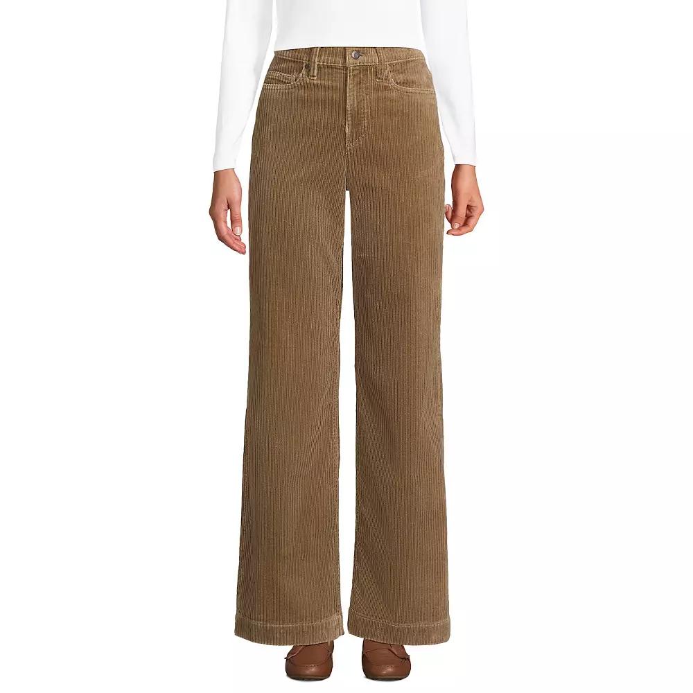 Women's Lands' End High Rise Wide Leg Corduroy Pants,  Product Image