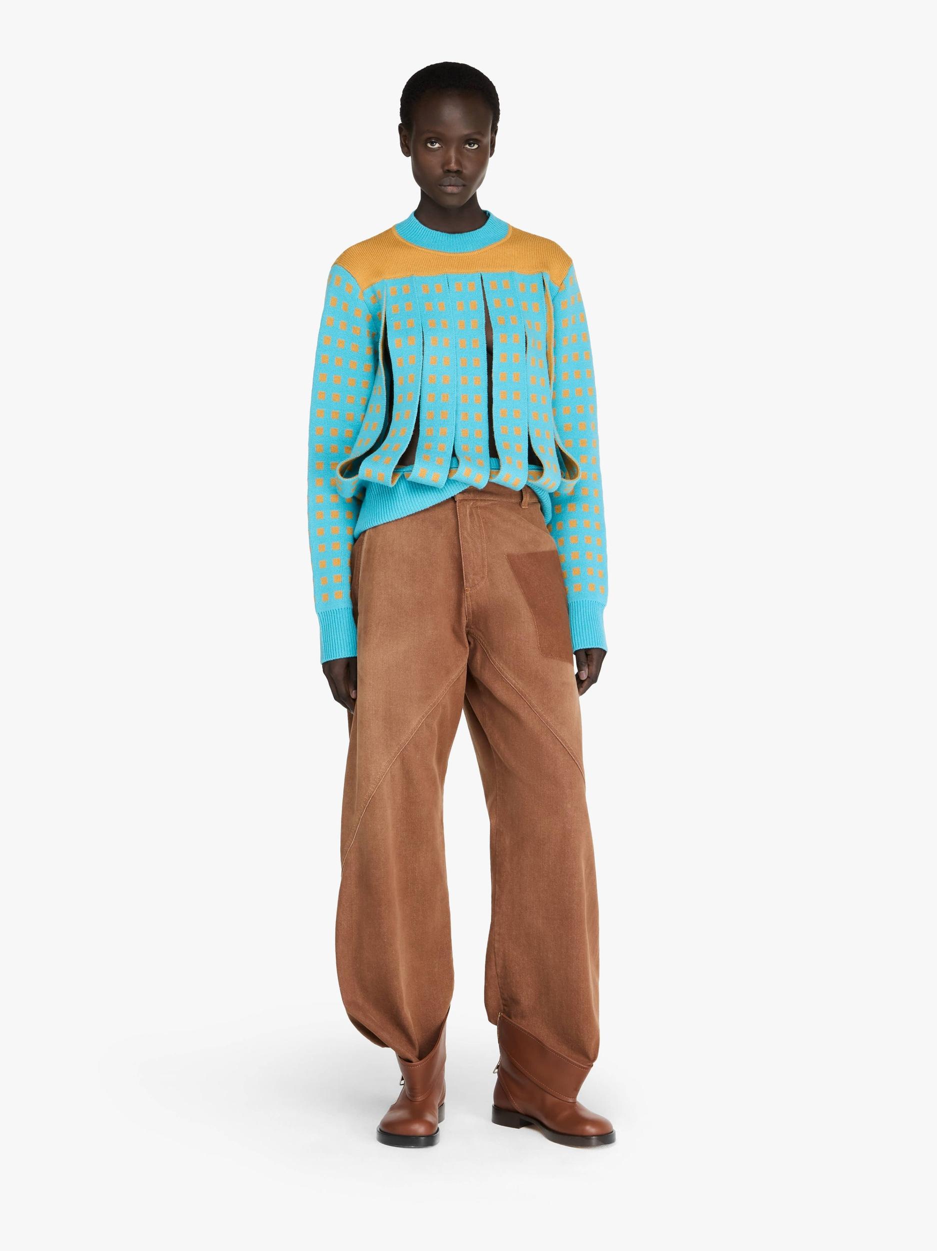 JACQUARD PANEL SLIT SWEATER Product Image