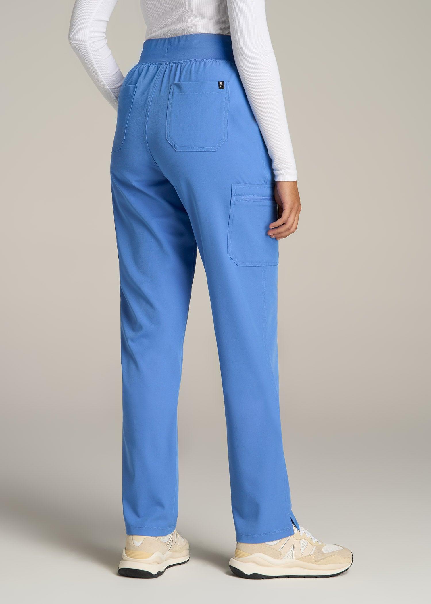 Cargo Scrub Pants for Tall Women in Deep Sky Blue Female Product Image