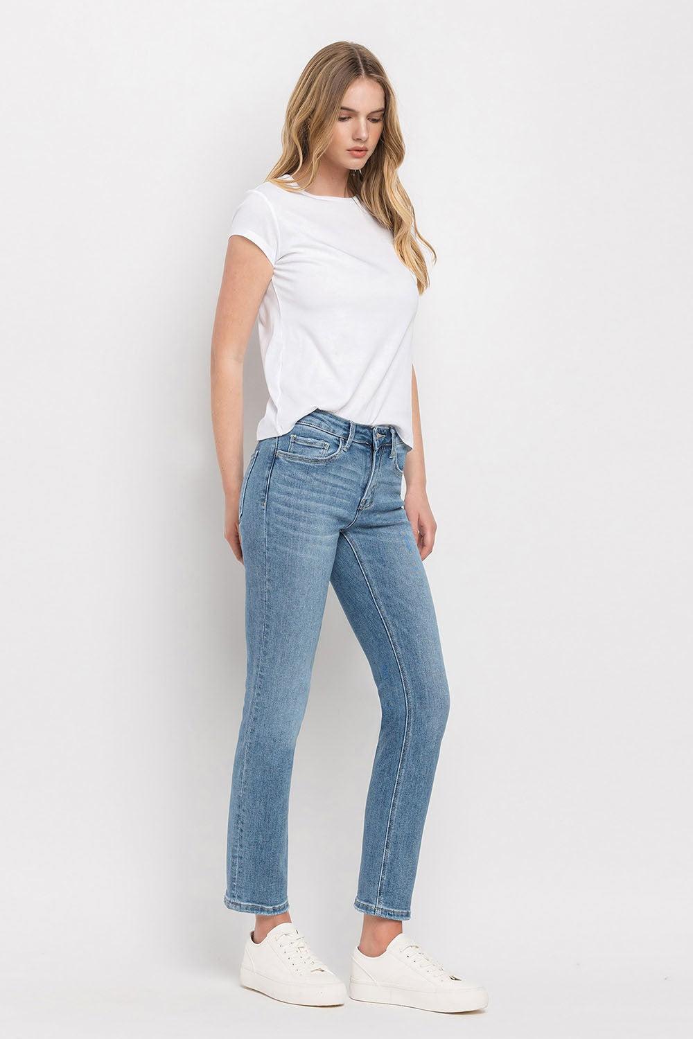 Mid Rise Ankle Slim Straight Jean Product Image