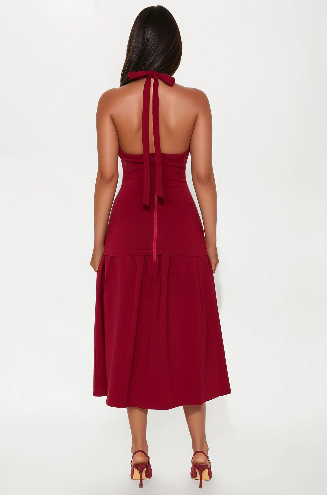 Timeless Poise Crepe Midi Dress - Burgundy Female Product Image